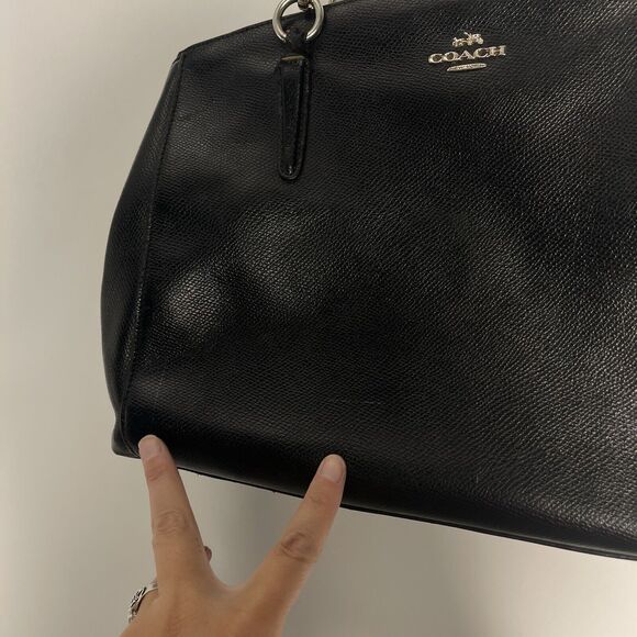 COACH F57520 SMALL BAG CHRISTIE CARRYALL IN CROSSGRAIN LEATHER BLACK - Picture 4 of 16